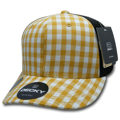 Decky 6 Panel Mid Profile Structured Plaid Trucker | Decky 6018 6018 - 160 OSFM