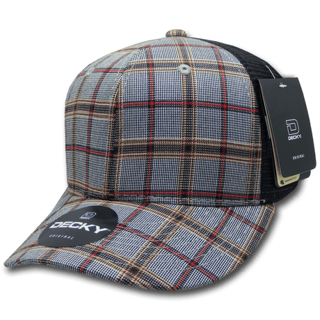 Decky 6 Panel Mid Profile Structured Plaid Trucker | Decky 6018 6018 - 161 OSFM
