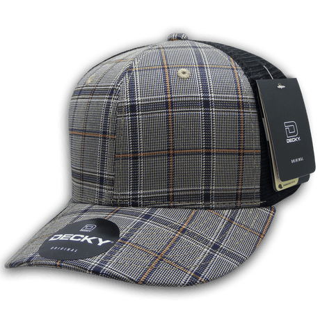 Decky 6 Panel Mid Profile Structured Plaid Trucker | Decky 6018 6018 - 167 OSFM