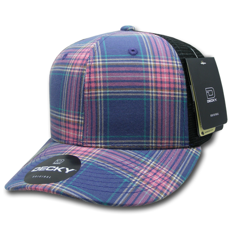 Decky 6 Panel Mid Profile Structured Plaid Trucker | Decky 6018 6018 - 170 OSFM