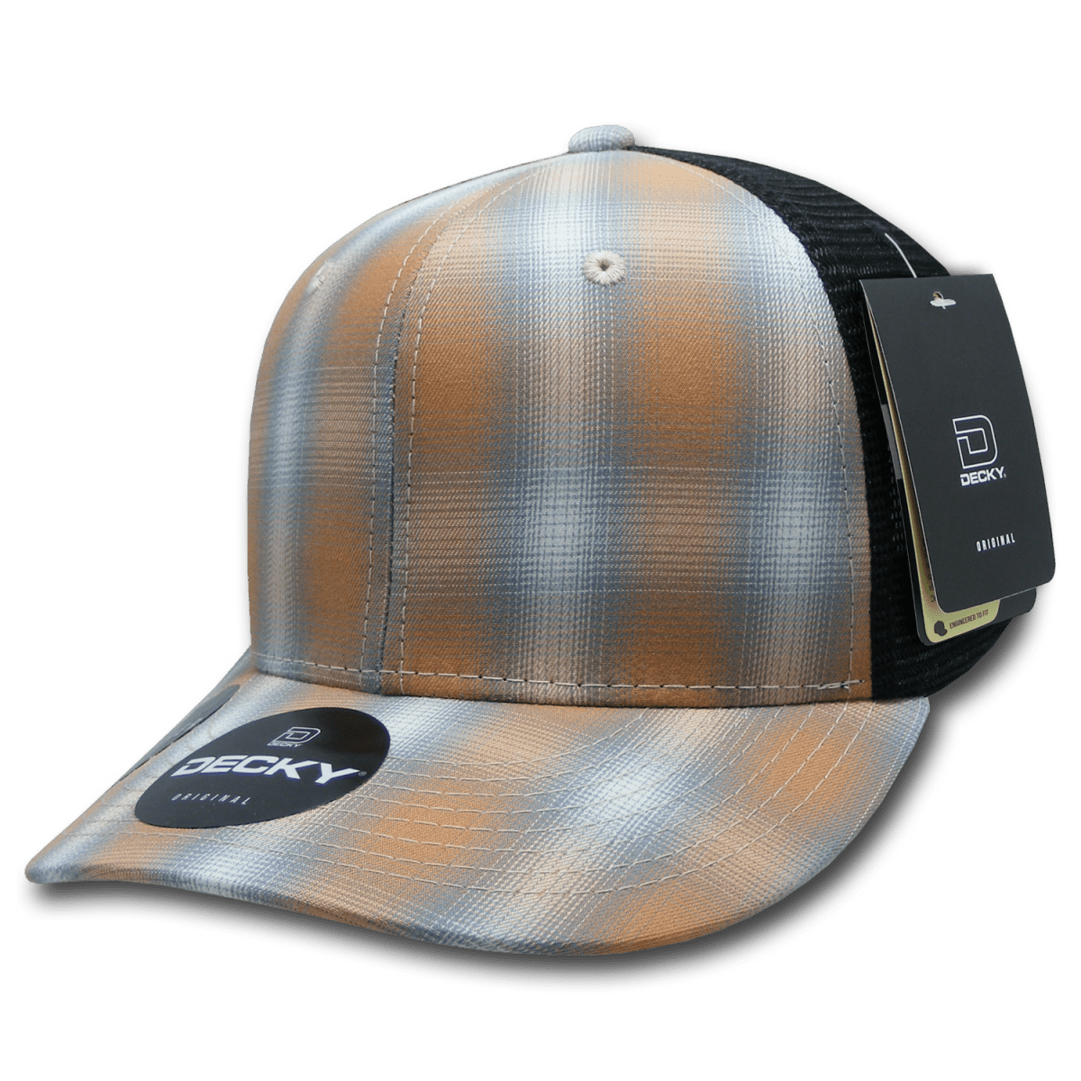Decky 6 Panel Mid Profile Structured Plaid Trucker | Decky 6018 6018 - 171 OSFM
