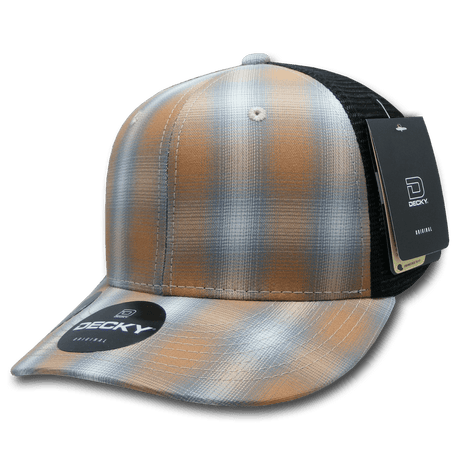 Decky 6 Panel Mid Profile Structured Plaid Trucker | Decky 6018 6018 - 171 OSFM