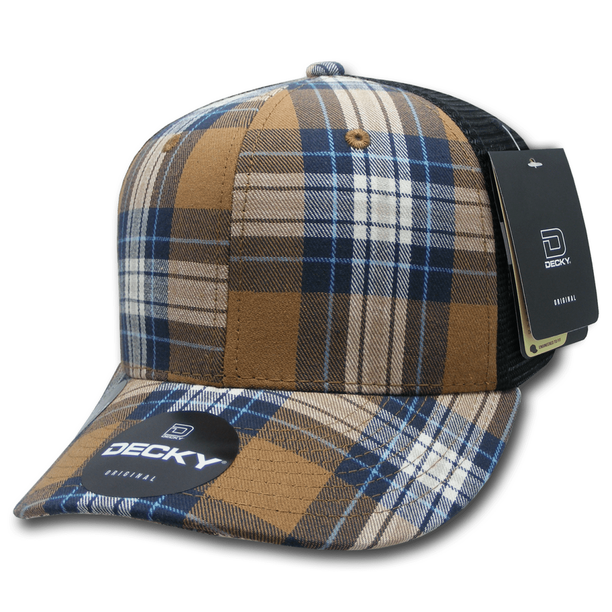 Decky 6 Panel Mid Profile Structured Plaid Trucker | Decky 6018 6018 - 172 OSFM