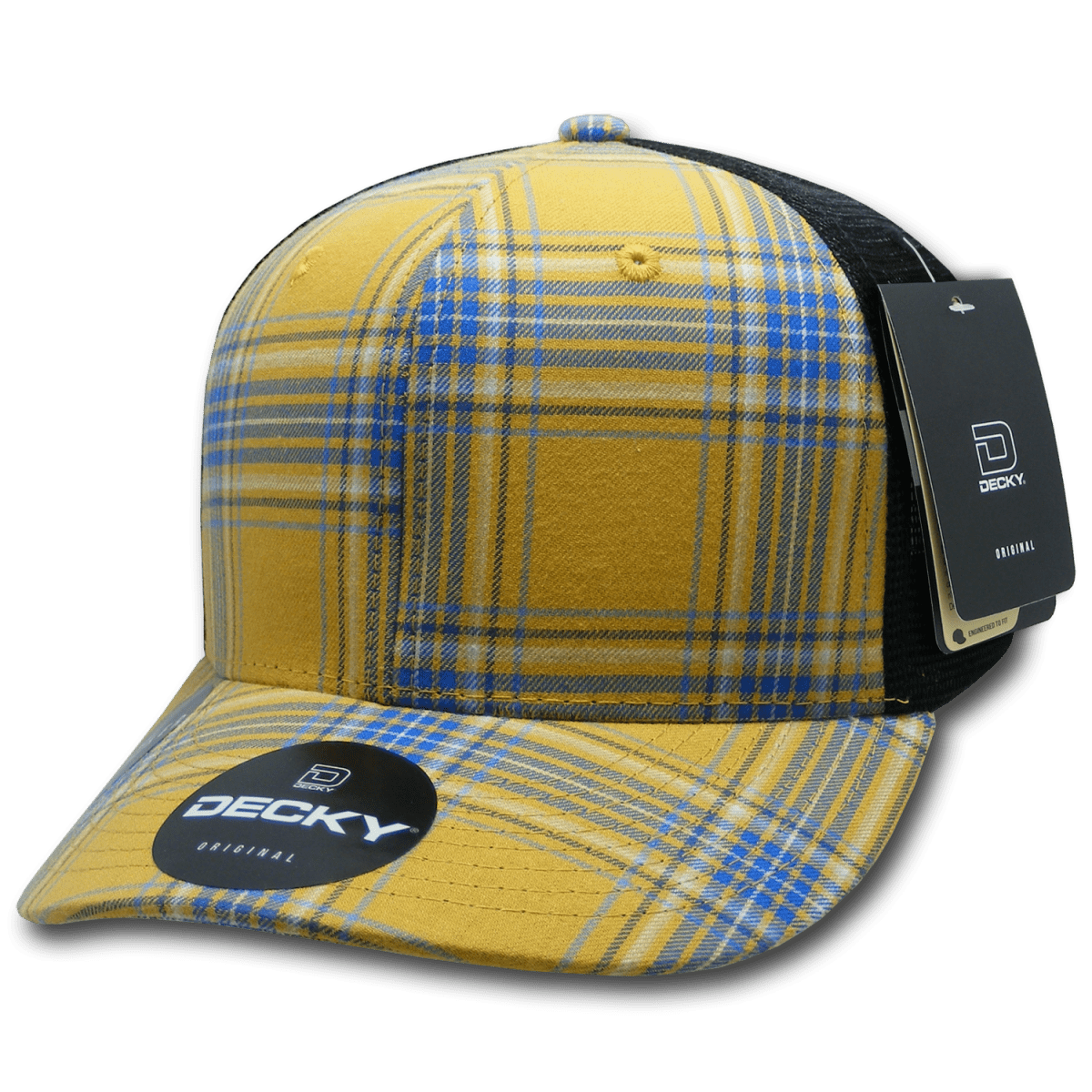 Decky 6 Panel Mid Profile Structured Plaid Trucker | Decky 6018 6018 - 173 OSFM