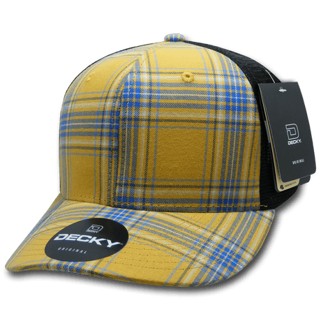 Decky 6 Panel Mid Profile Structured Plaid Trucker | Decky 6018 6018 - 173 OSFM