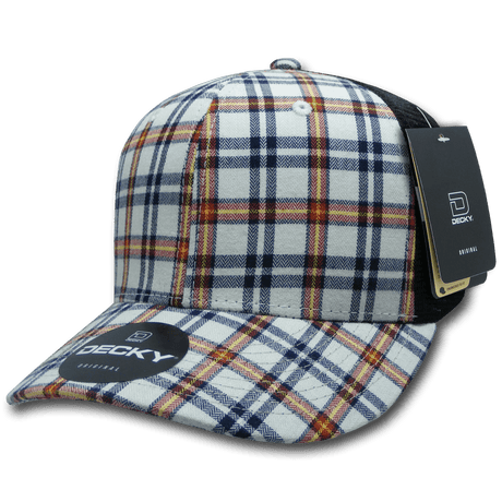 Decky 6 Panel Mid Profile Structured Plaid Trucker | Decky 6018 6018 - 177 OSFM