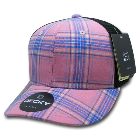 Decky 6 Panel Mid Profile Structured Plaid Trucker | Decky 6018 6018 - 178 OSFM