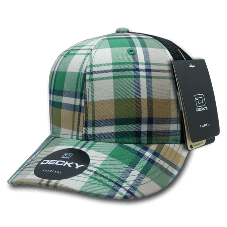 Decky 6 Panel Mid Profile Structured Plaid Trucker | Decky 6018 6018 - 184 OSFM