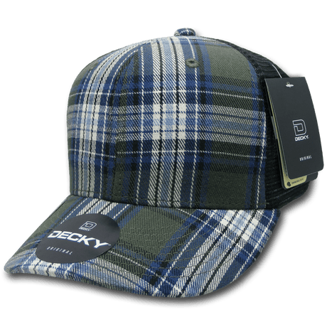 Decky 6 Panel Mid Profile Structured Plaid Trucker | Decky 6018 6018 - 185 OSFM