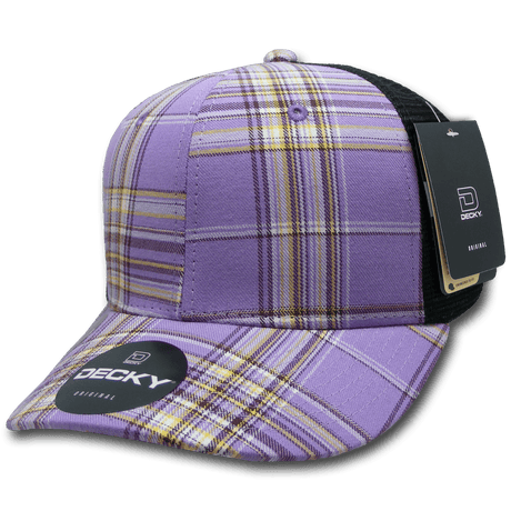 Decky 6 Panel Mid Profile Structured Plaid Trucker | Decky 6018 6018 - 187 OSFM