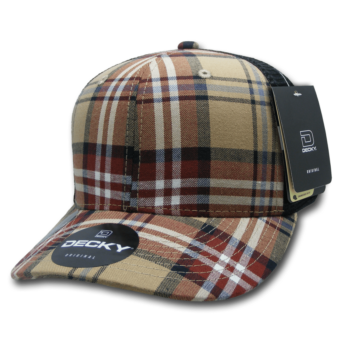 Decky 6 Panel Mid Profile Structured Plaid Trucker | Decky 6018 6018 - 189 OSFM