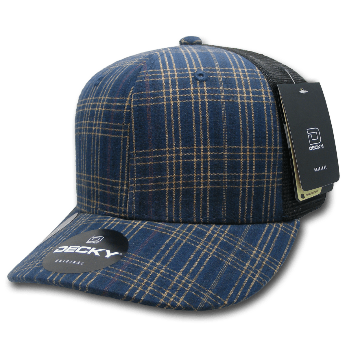 Decky 6 Panel Mid Profile Structured Plaid Trucker | Decky 6018 6018 - 192 OSFM