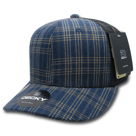 Decky 6 Panel Mid Profile Structured Plaid Trucker | Decky 6018 6018 - 192 OSFM