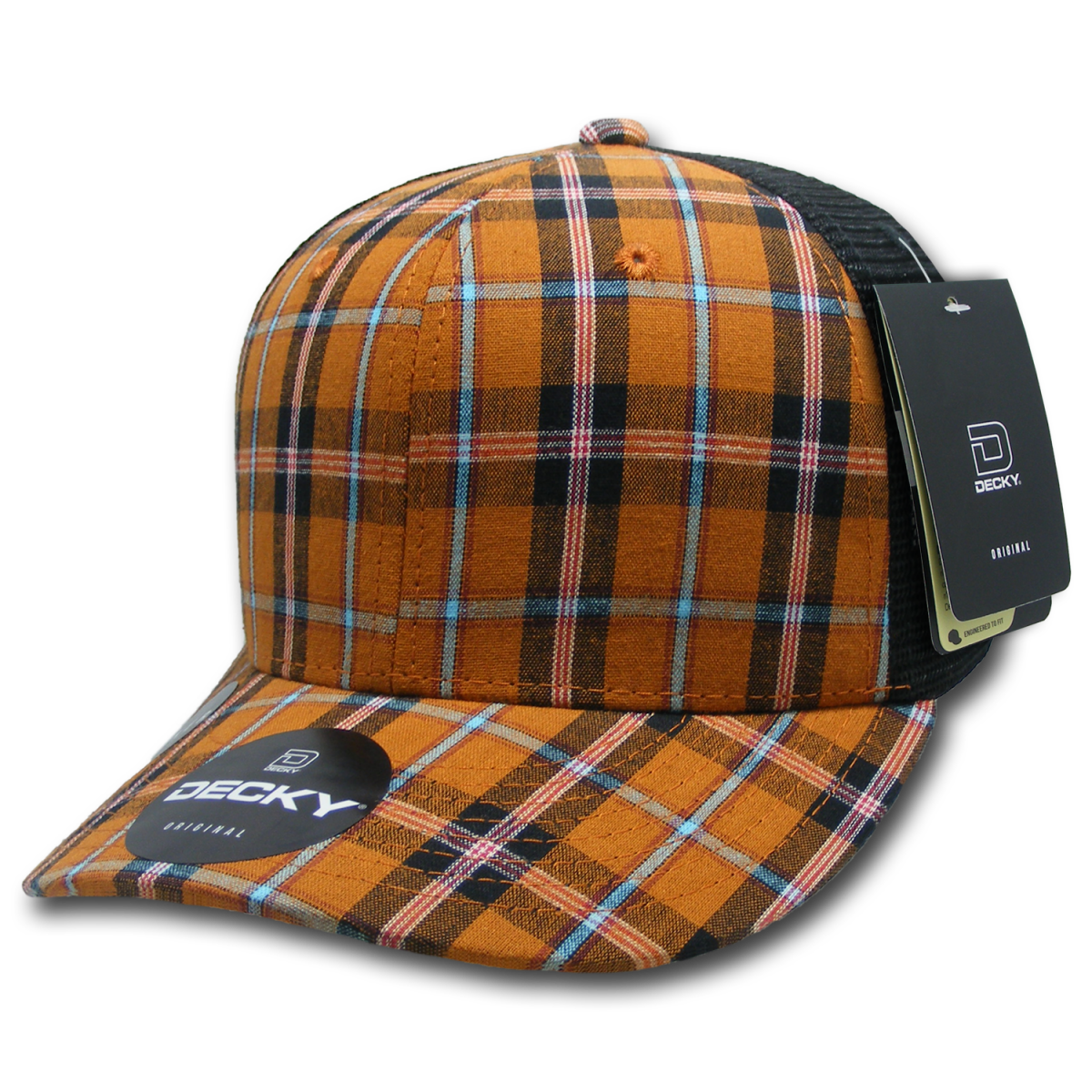 Decky 6 Panel Mid Profile Structured Plaid Trucker | Decky 6018 6018 - 194 OSFM