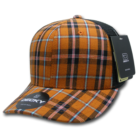 Decky 6 Panel Mid Profile Structured Plaid Trucker | Decky 6018 6018 - 194 OSFM