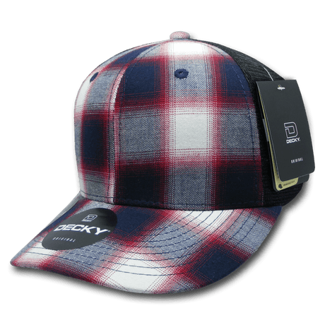 Decky 6 Panel Mid Profile Structured Plaid Trucker | Decky 6018 6018 - 195 OSFM