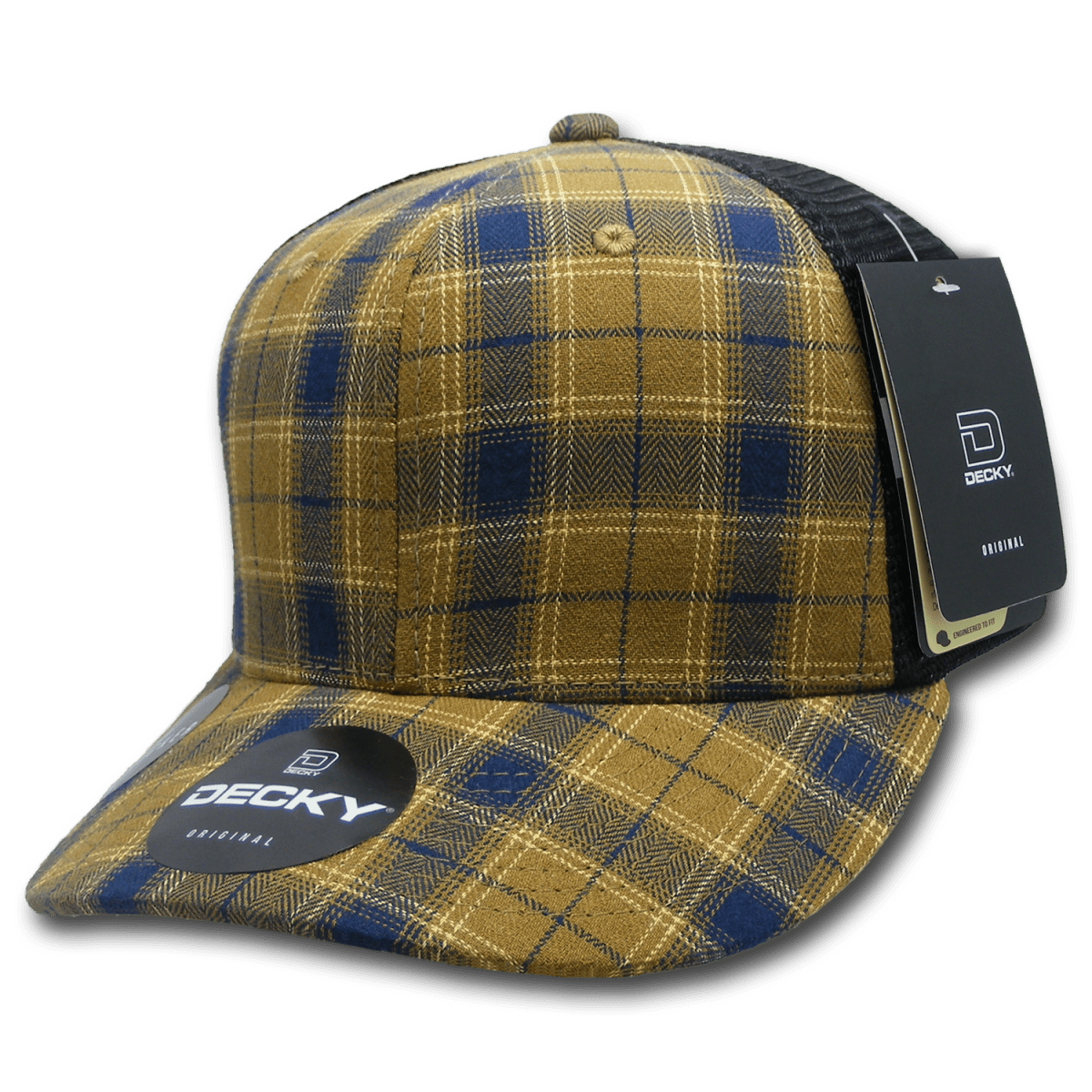 Decky 6 Panel Mid Profile Structured Plaid Trucker | Decky 6018 6018 - 197 OSFM