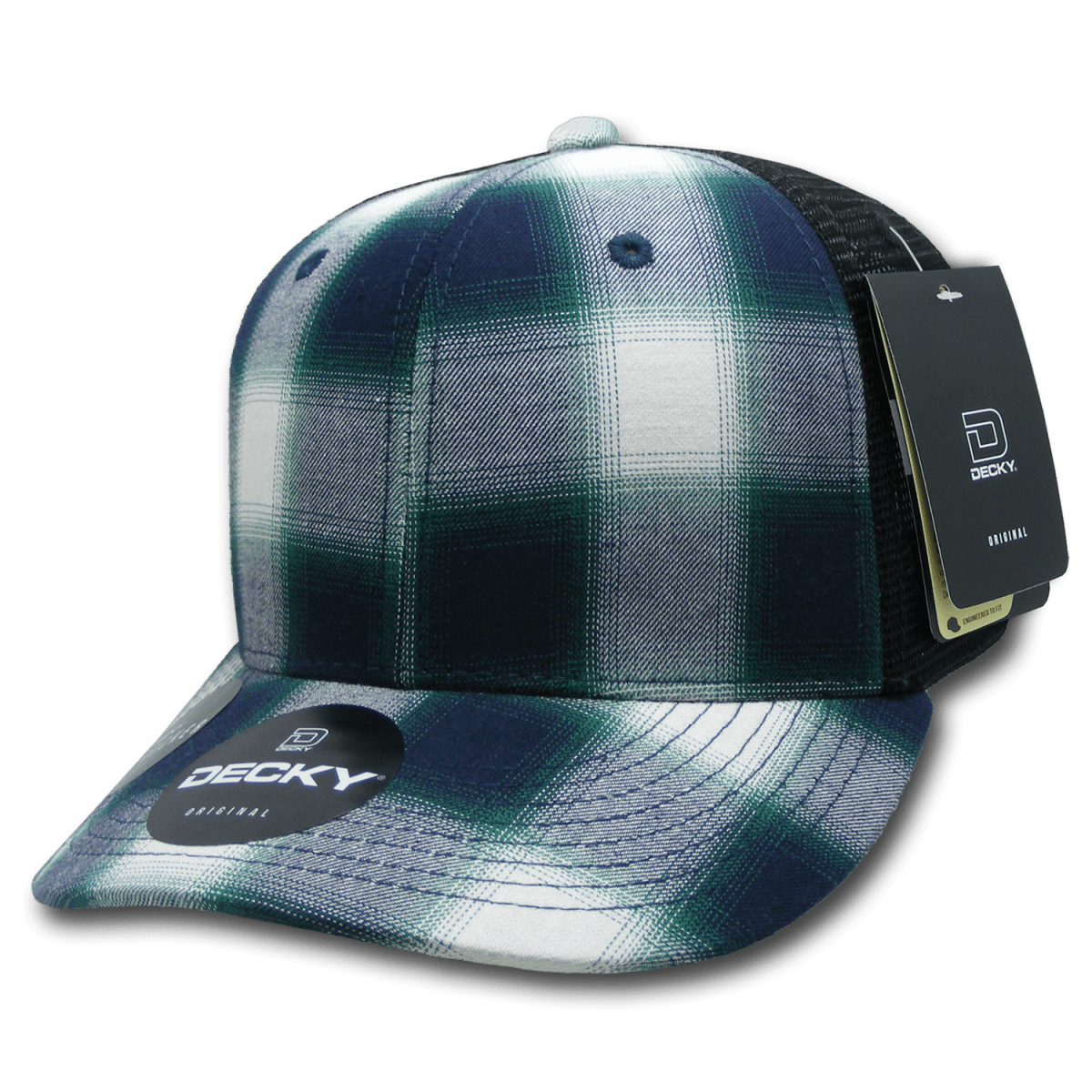 Decky 6 Panel Mid Profile Structured Plaid Trucker | Decky 6018 6018 - 200 OSFM