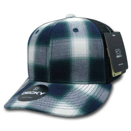 Decky 6 Panel Mid Profile Structured Plaid Trucker | Decky 6018 6018 - 200 OSFM