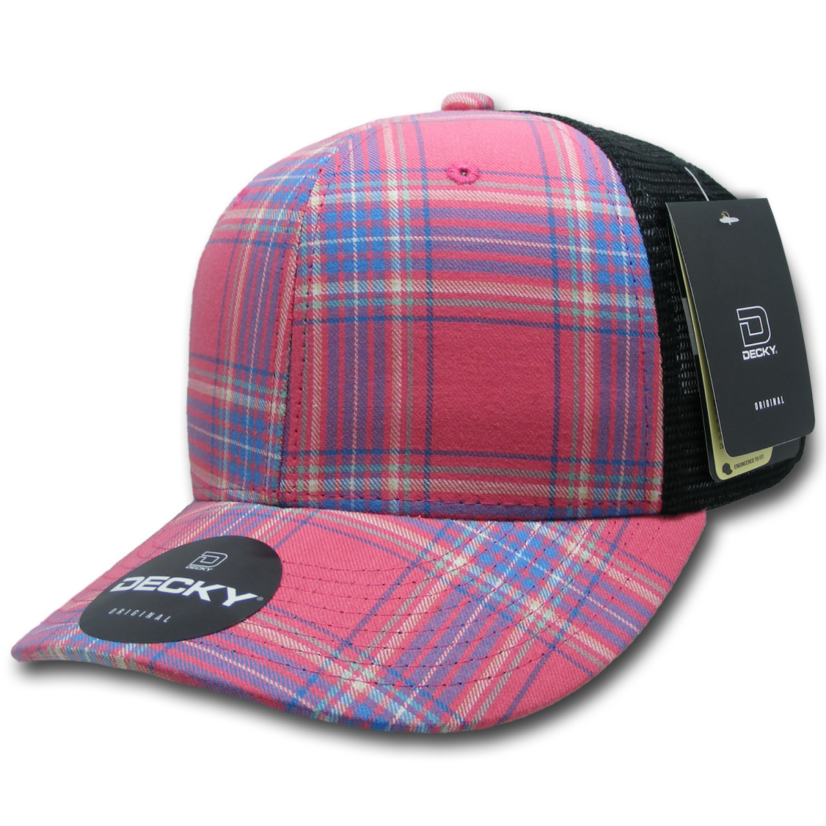 Decky 6 Panel Mid Profile Structured Plaid Trucker | Decky 6018 6018 - 201 OSFM
