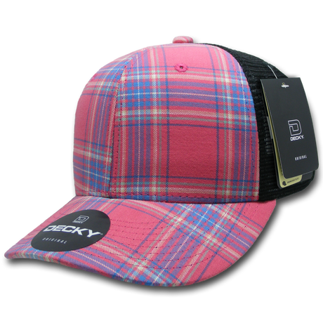 Decky 6 Panel Mid Profile Structured Plaid Trucker | Decky 6018 6018 - 201 OSFM