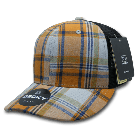 Decky 6 Panel Mid Profile Structured Plaid Trucker | Decky 6018 6018 - 204 OSFM