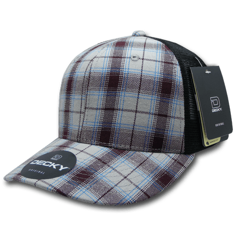 Decky 6 Panel Mid Profile Structured Plaid Trucker | Decky 6018 6018 - 205 OSFM