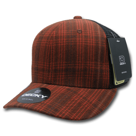 Decky 6 Panel Mid Profile Structured Plaid Trucker | Decky 6018 6018 - 206 OSFM