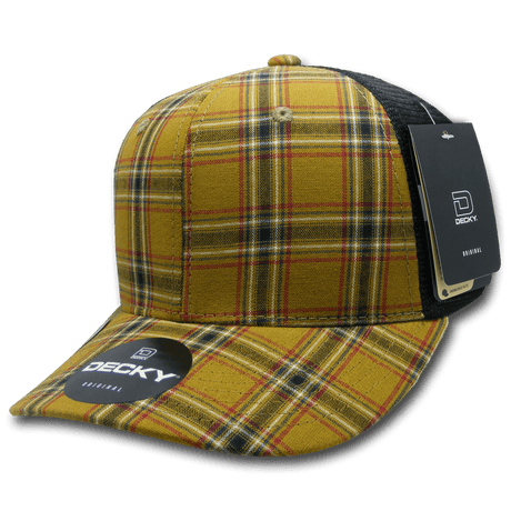 Decky 6 Panel Mid Profile Structured Plaid Trucker | Decky 6018 6018 - 207 OSFM