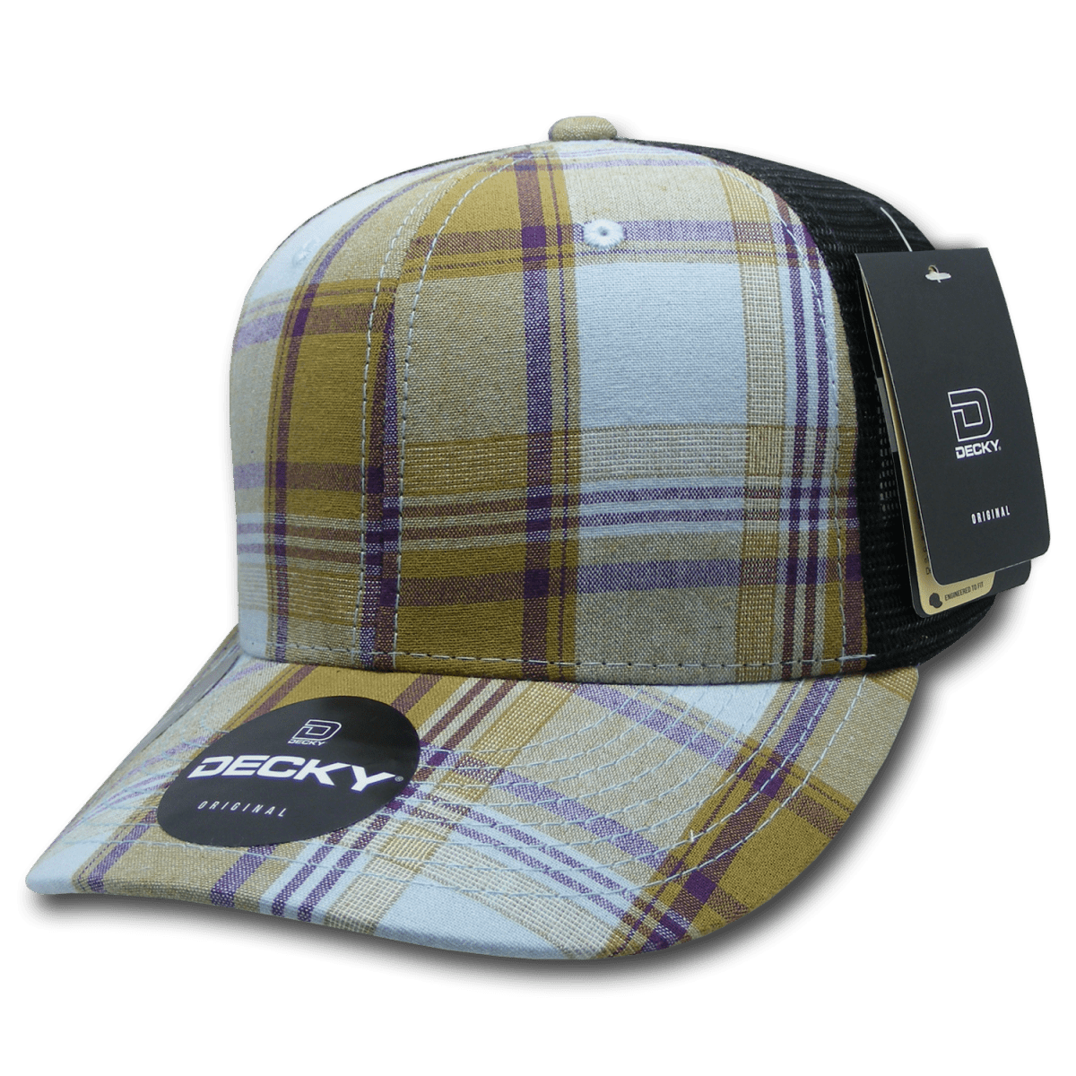 Decky 6 Panel Mid Profile Structured Plaid Trucker | Decky 6018 6018 - 210 OSFM