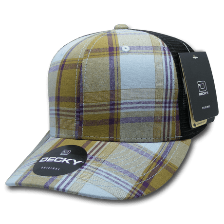Decky 6 Panel Mid Profile Structured Plaid Trucker | Decky 6018 6018 - 210 OSFM