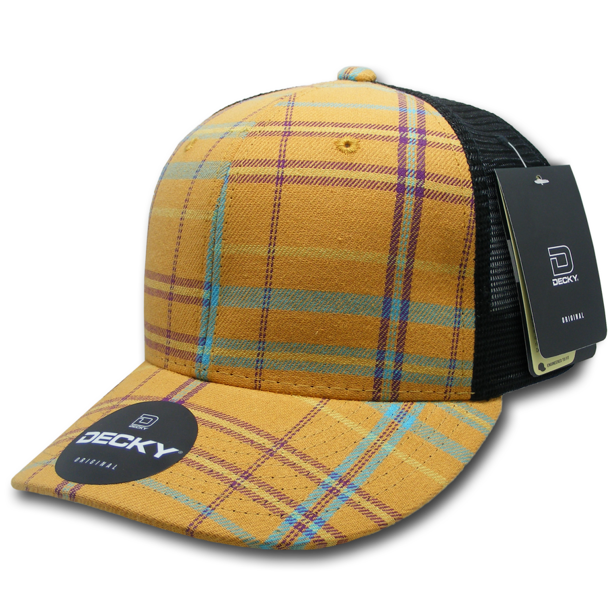 Decky 6 Panel Mid Profile Structured Plaid Trucker | Decky 6018 6018 - 211 OSFM