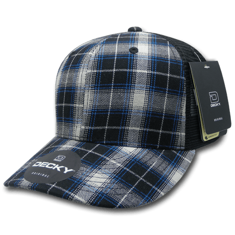 Decky 6 Panel Mid Profile Structured Plaid Trucker | Decky 6018 6018 - 212 OSFM