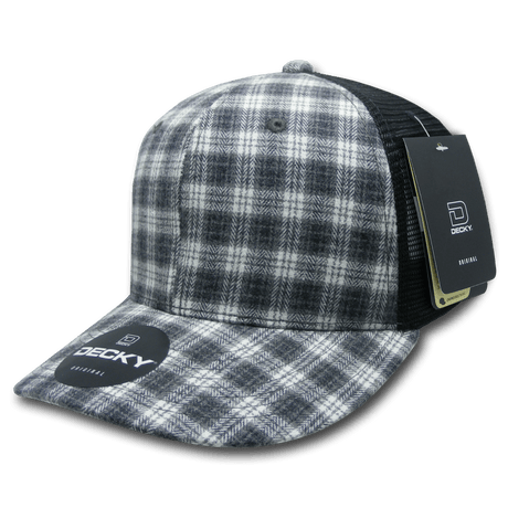 Decky 6 Panel Mid Profile Structured Plaid Trucker | Decky 6018 6018 - 214 OSFM