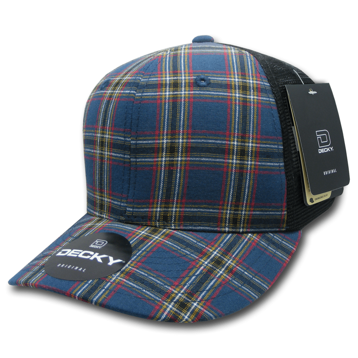 Decky 6 Panel Mid Profile Structured Plaid Trucker | Decky 6018 6018 - 221 OSFM