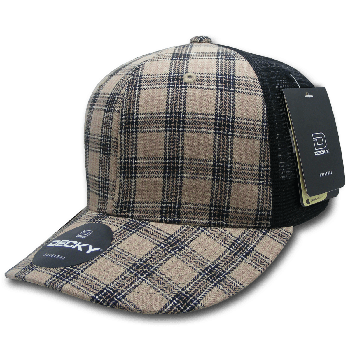Decky 6 Panel Mid Profile Structured Plaid Trucker | Decky 6018 6018 - 222 OSFM