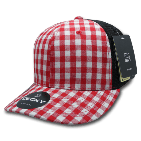 Decky 6 Panel Mid Profile Structured Plaid Trucker | Decky 6018 6018 - 228 OSFM