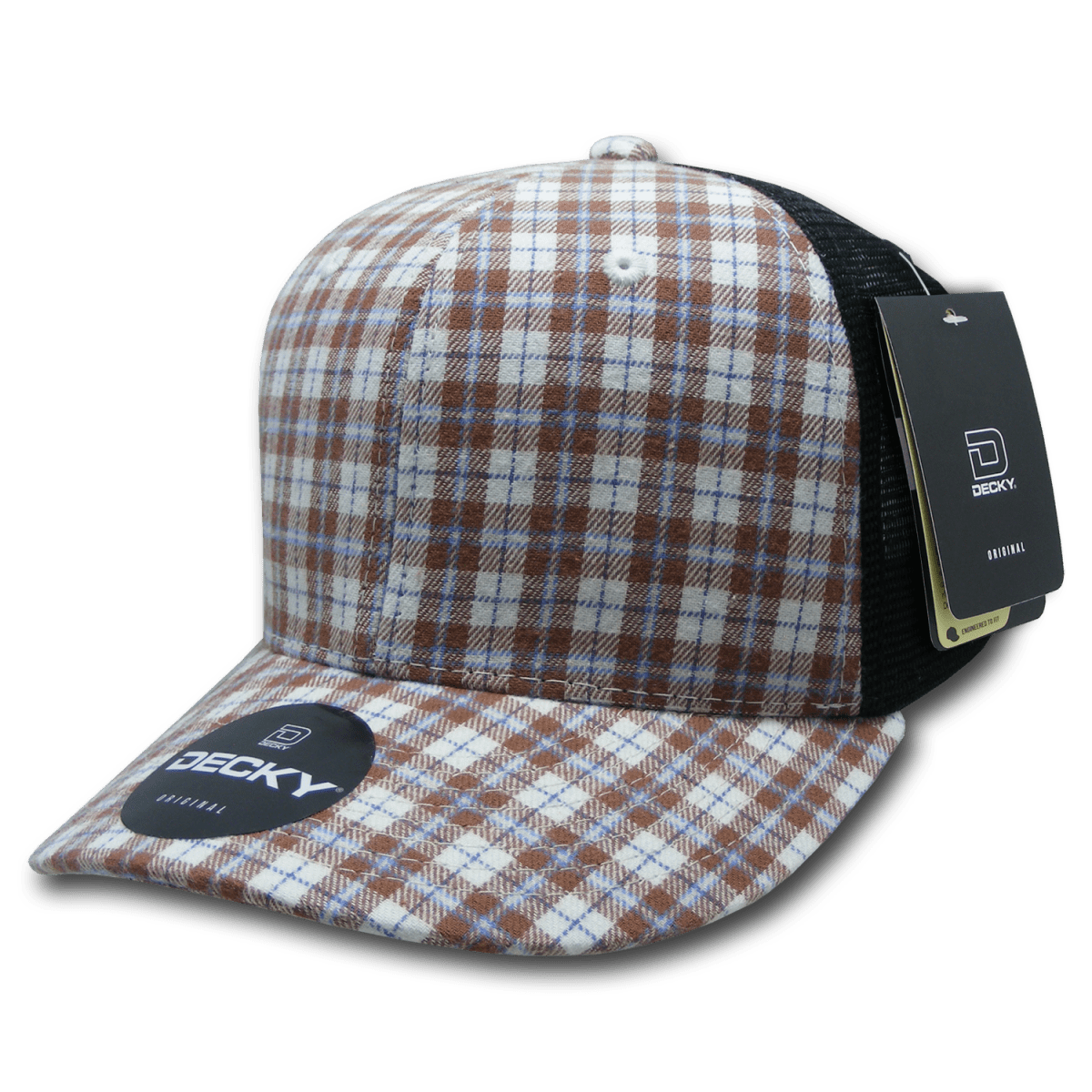 Decky 6 Panel Mid Profile Structured Plaid Trucker | Decky 6018 6018 - 229 OSFM