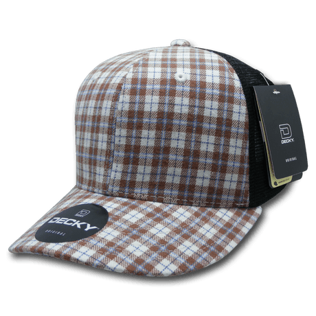 Decky 6 Panel Mid Profile Structured Plaid Trucker | Decky 6018 6018 - 229 OSFM