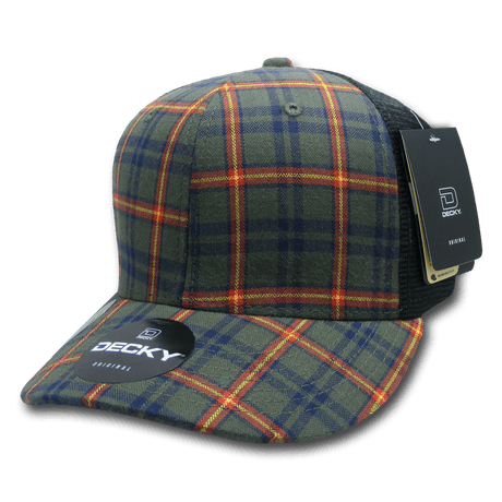 Decky 6 Panel Mid Profile Structured Plaid Trucker | Decky 6018 6018 - 230 OSFM