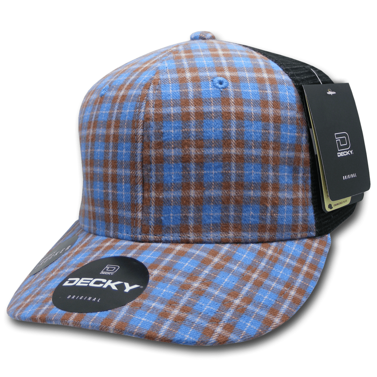 Decky 6 Panel Mid Profile Structured Plaid Trucker | Decky 6018 6018 - 231 OSFM
