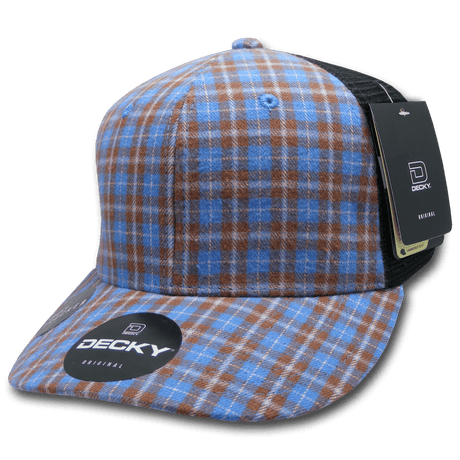 Decky 6 Panel Mid Profile Structured Plaid Trucker | Decky 6018 6018 - 231 OSFM