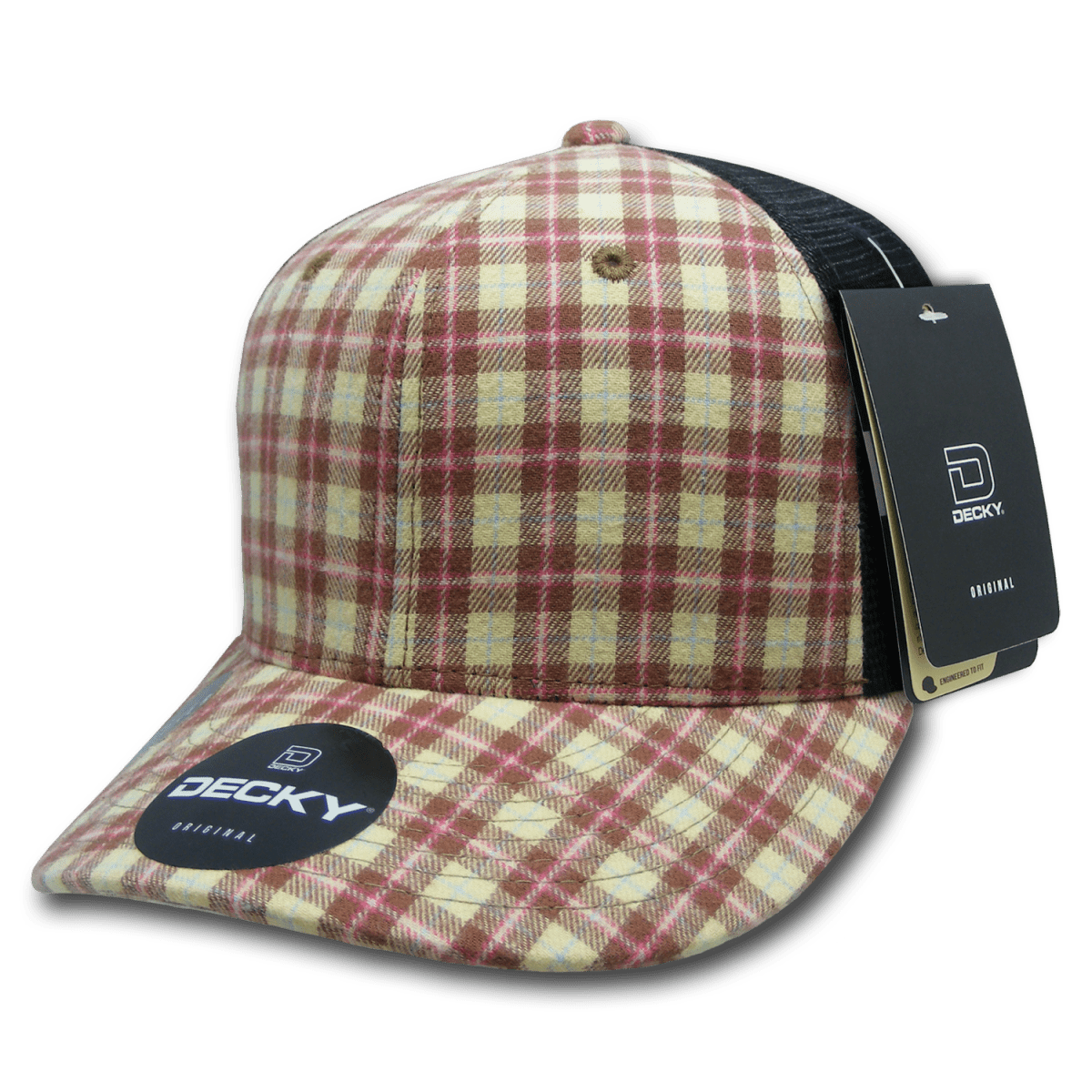 Decky 6 Panel Mid Profile Structured Plaid Trucker | Decky 6018 6018 - 233 OSFM