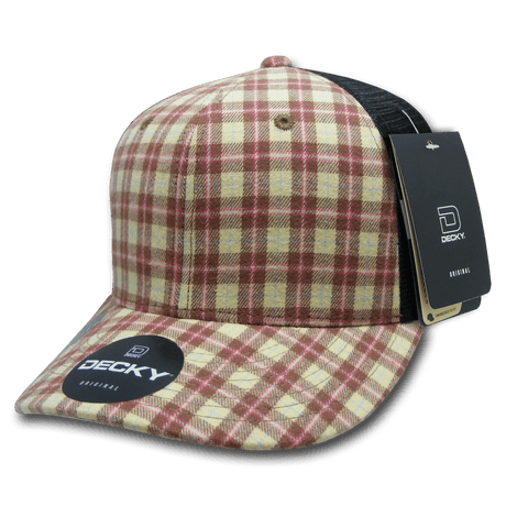 Decky 6 Panel Mid Profile Structured Plaid Trucker | Decky 6018 6018 - 233 OSFM