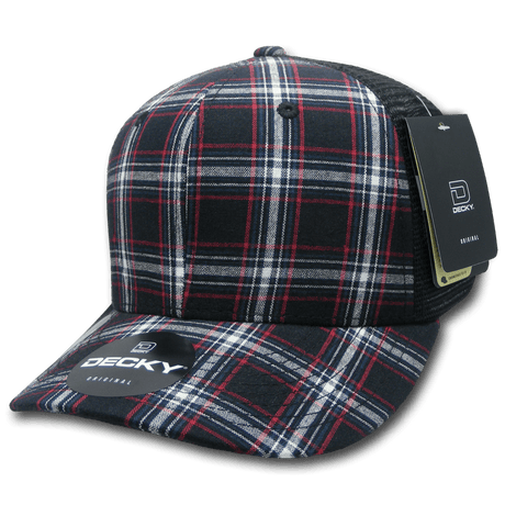 Decky 6 Panel Mid Profile Structured Plaid Trucker | Decky 6018 6018 - 235 OSFM