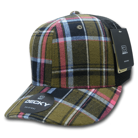Decky 6 Panel Mid Profile Structured Plaid Trucker | Decky 6018 6018 - 239 OSFM
