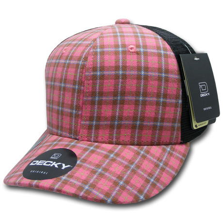 Decky 6 Panel Mid Profile Structured Plaid Trucker | Decky 6018 6018 - 242 OSFM