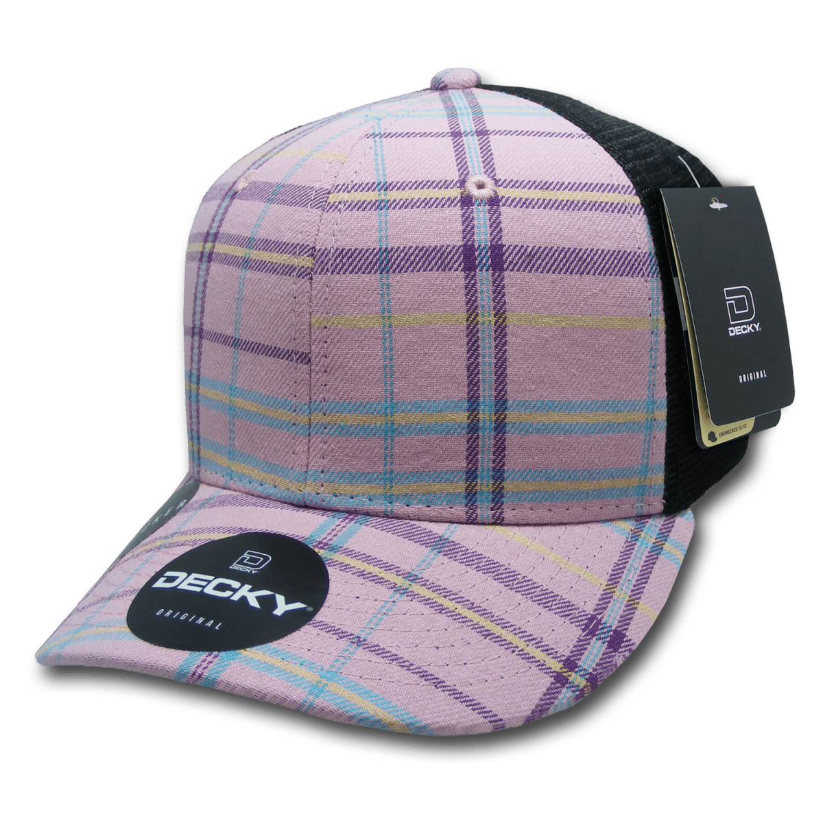 Decky 6 Panel Mid Profile Structured Plaid Trucker | Decky 6018 6018 - 243 OSFM