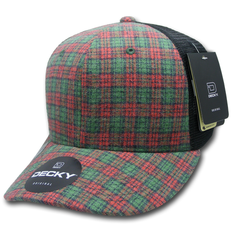 Decky 6 Panel Mid Profile Structured Plaid Trucker | Decky 6018 6018 - 244 OSFM