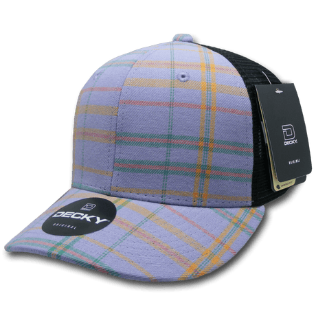 Decky 6 Panel Mid Profile Structured Plaid Trucker | Decky 6018 6018 - 245 OSFM